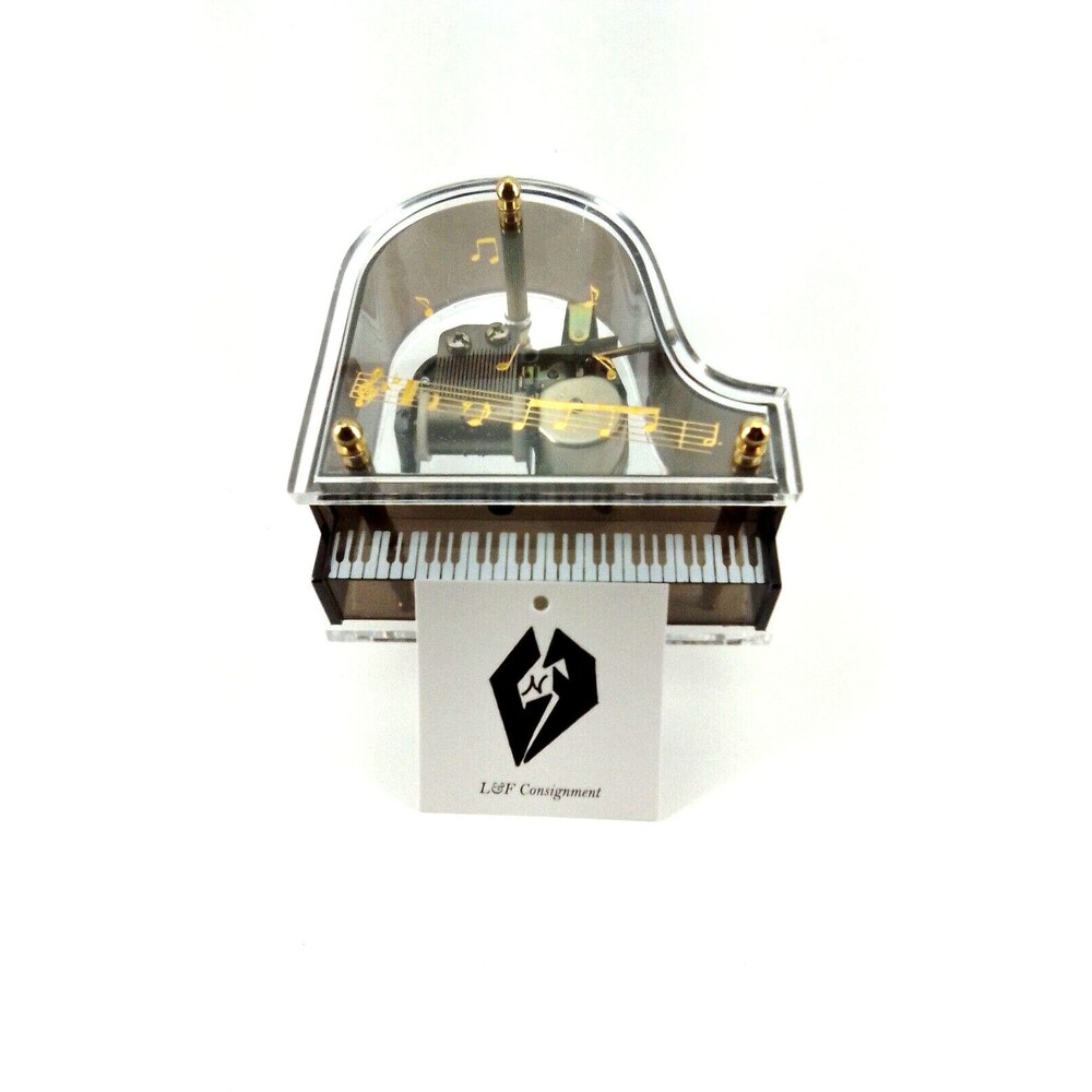 TESTED GOOD Vintage Acrylic Miniature Grand Piano Music Box Made In Hong Kong